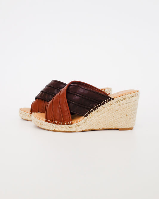 Criss Cross Wedge | Two Tone Browns | Size 10