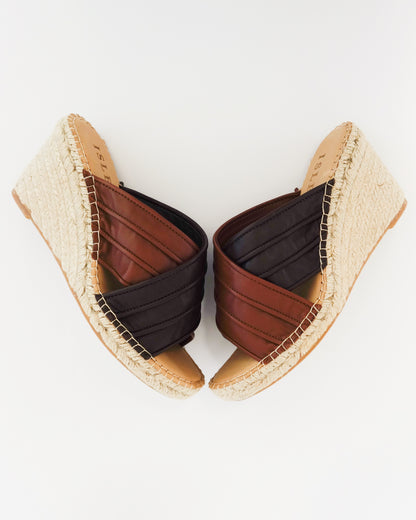 Criss Cross Wedge | Two Tone Browns | Size 10