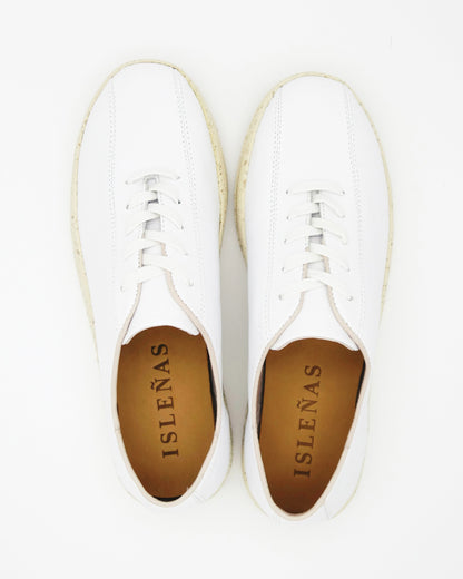 White leather sneakers top view